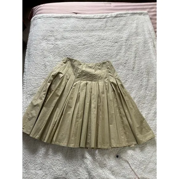 J.CREW‎ Pleated Skirt Women Beige Sz12  A-Line Midi casual workwear