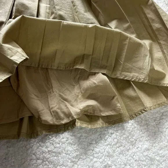 J.CREW‎ Pleated Skirt Women Beige Sz12  A-Line Midi casual workwear