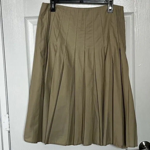 J.CREW‎ Pleated Skirt Women Beige Sz12  A-Line Midi casual workwear