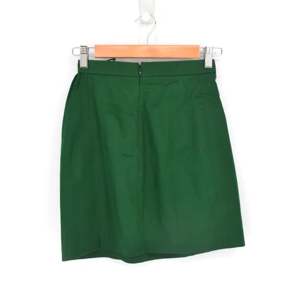 Jil Sander Luce Cotton Pleated Mini Skirt in Emerald Green Women's 34 US 4