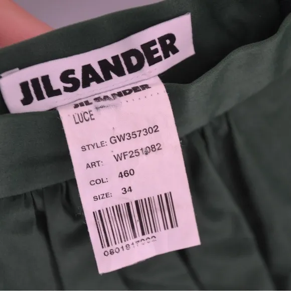 Jil Sander Luce Cotton Pleated Mini Skirt in Emerald Green Women's 34 US 4