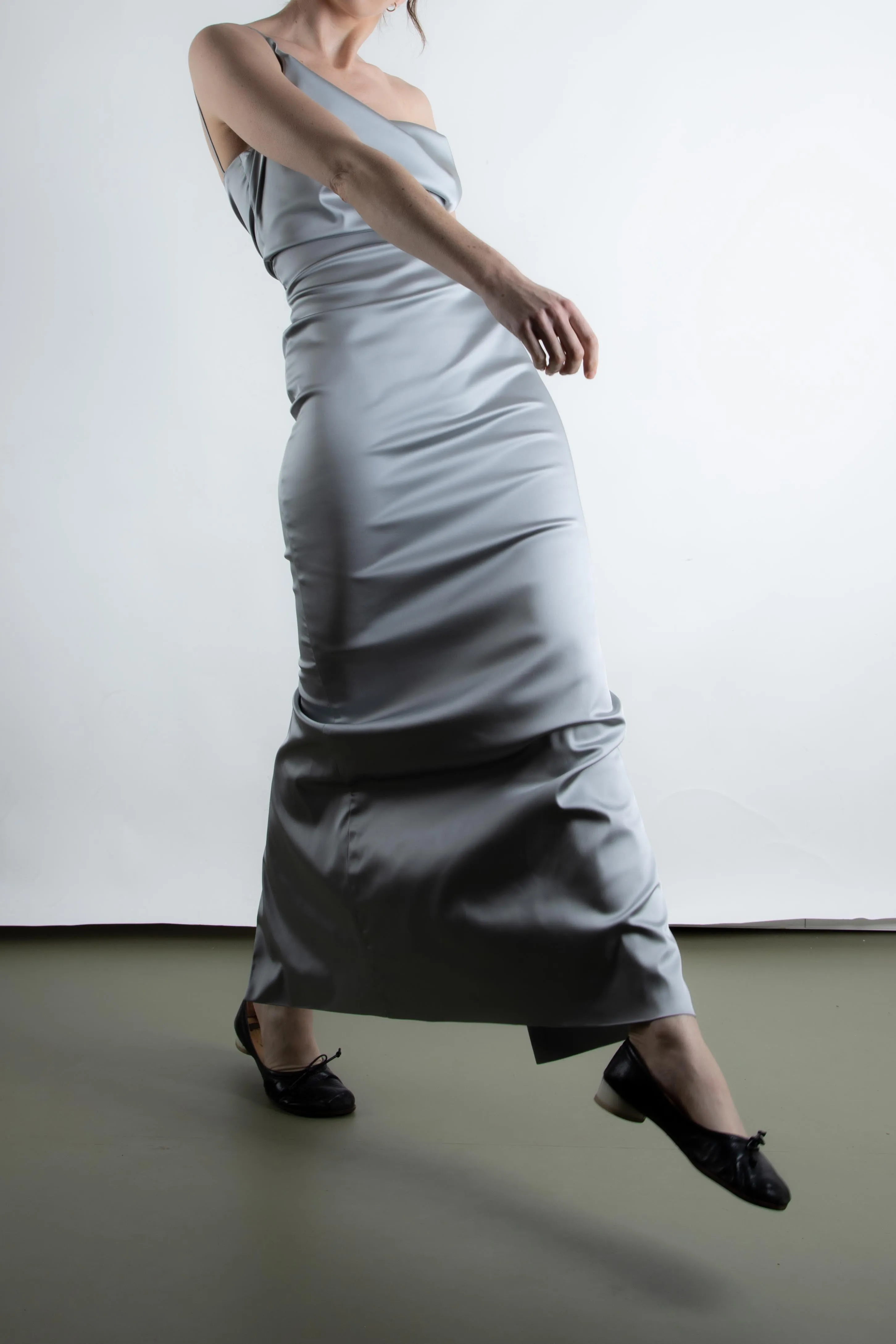 Jillian Maxi Dress - Silver Satin (PO)