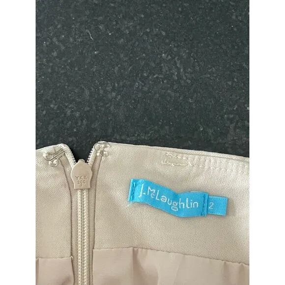 J.McLaughlin tan stretchy pencil skirt with button detail 2