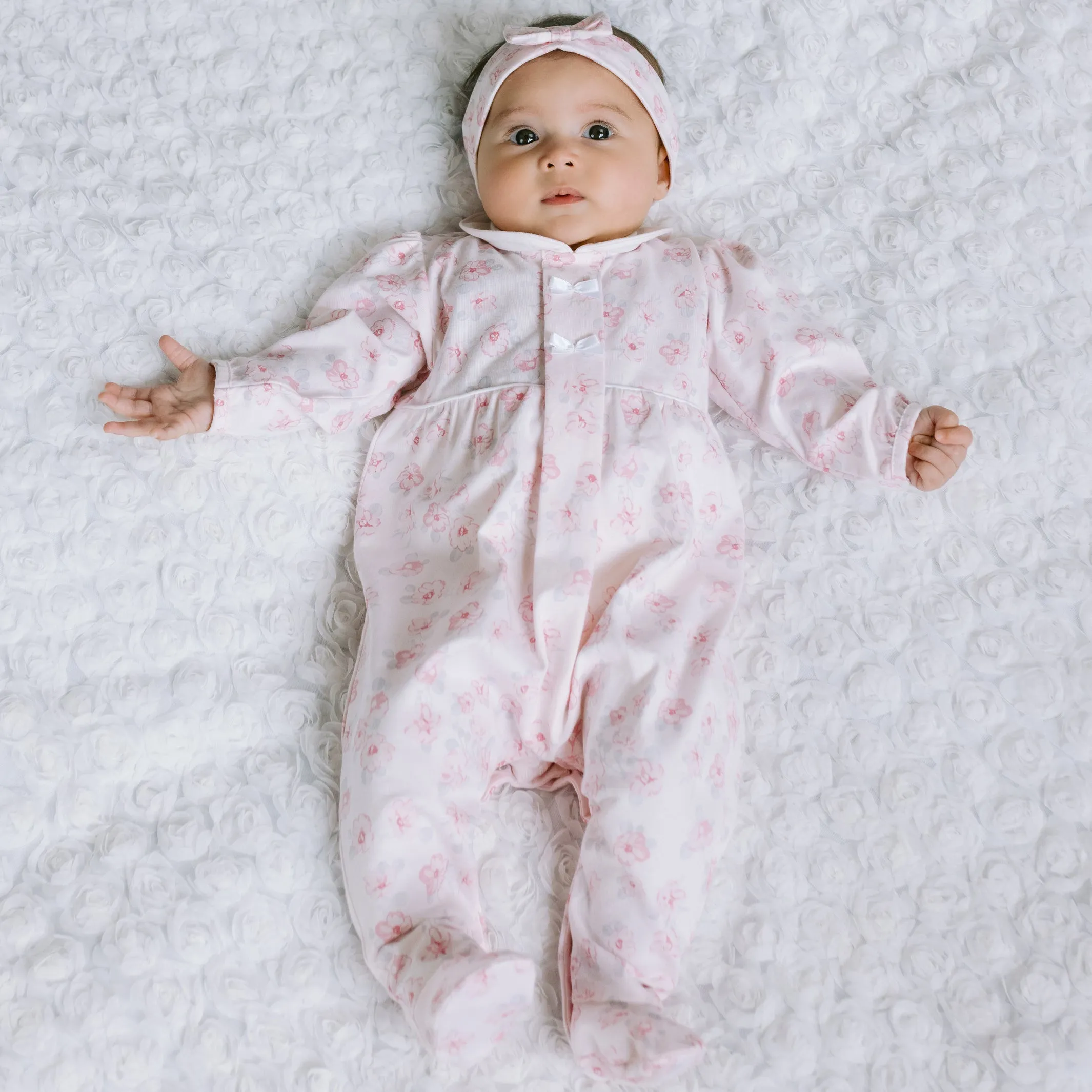 Joanne Girls Floral Print Babygrow and Hairband