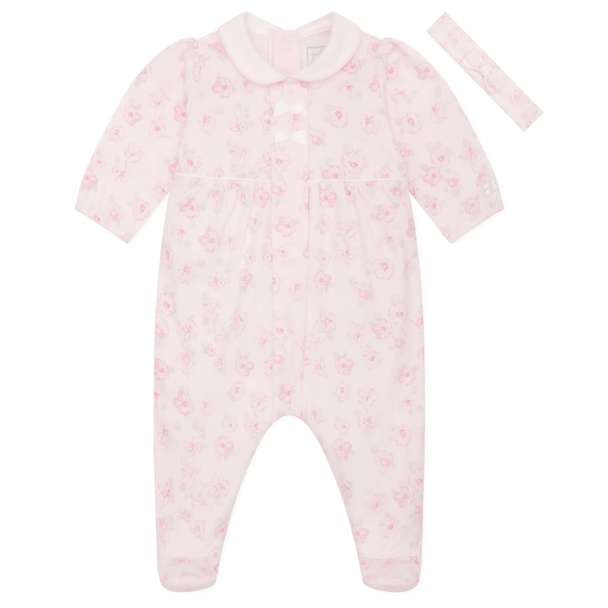 Joanne Girls Floral Print Babygrow and Hairband