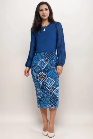 Johnny Was Jade Blue Lizandrea Mesh Midi Skirt L74124-E