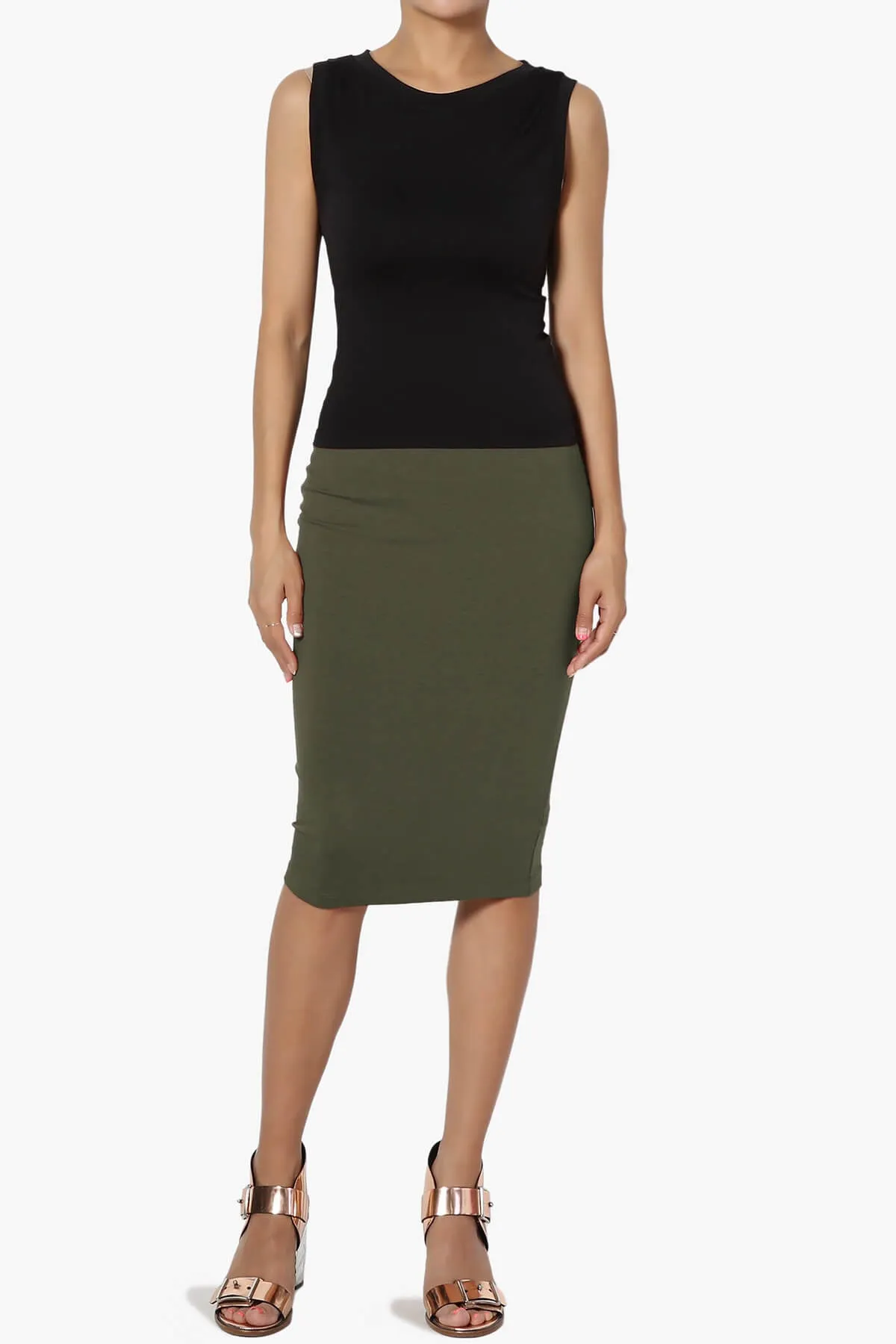 Karan Cotton Midi Pencil Skirt