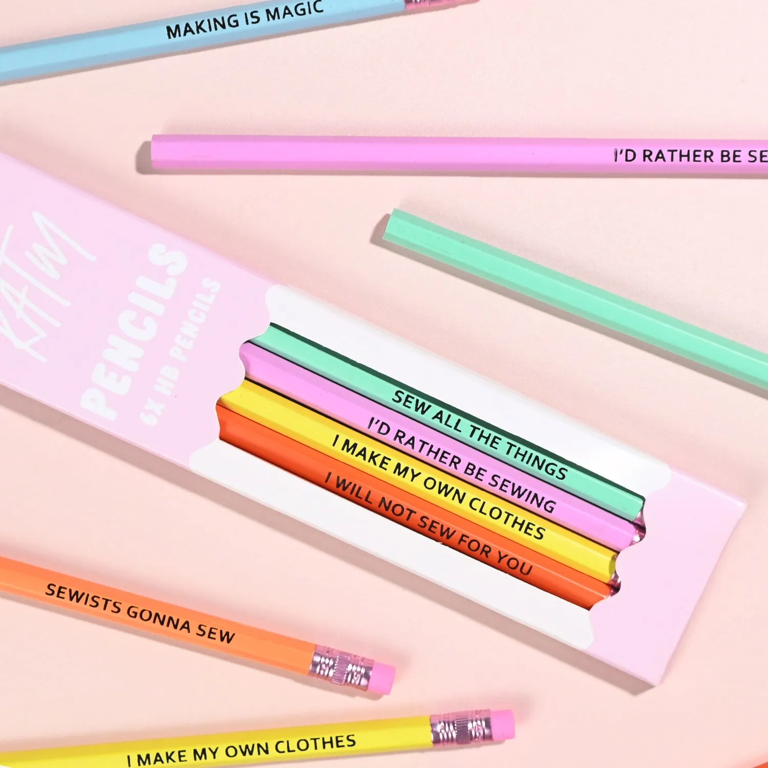 KATM Sewing Themed Pencils | Pack of 6 HB Pencils