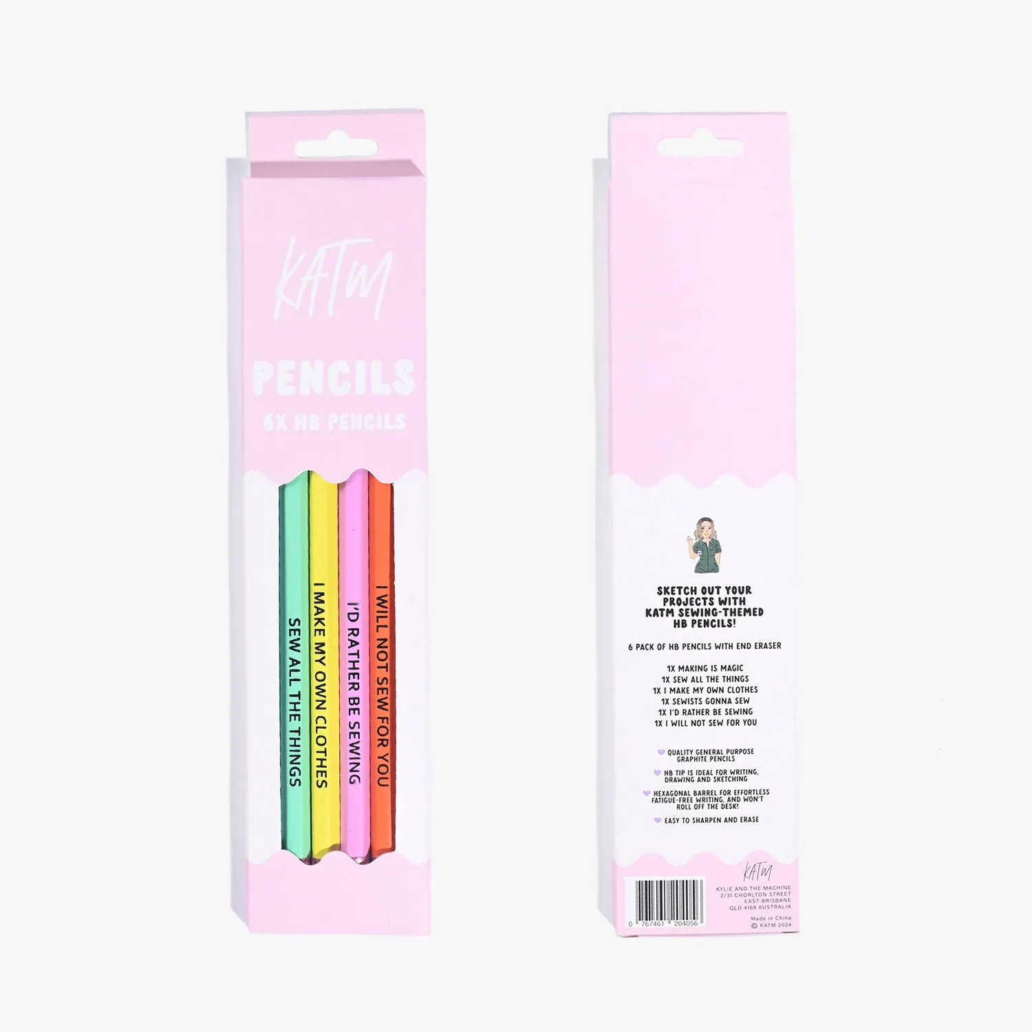 KATM Sewing Themed Pencils | Pack of 6 HB Pencils