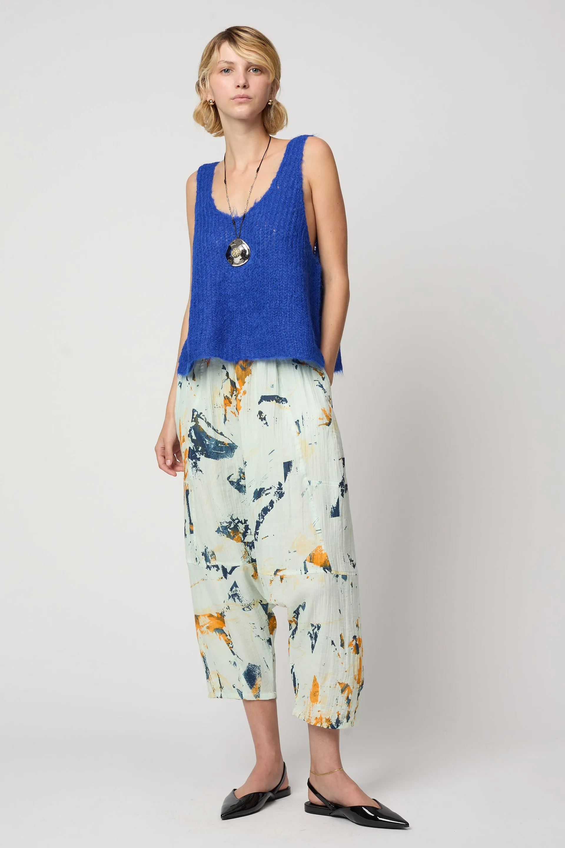 KIKO PANT IN CRINKLED COTTON, MARBLE