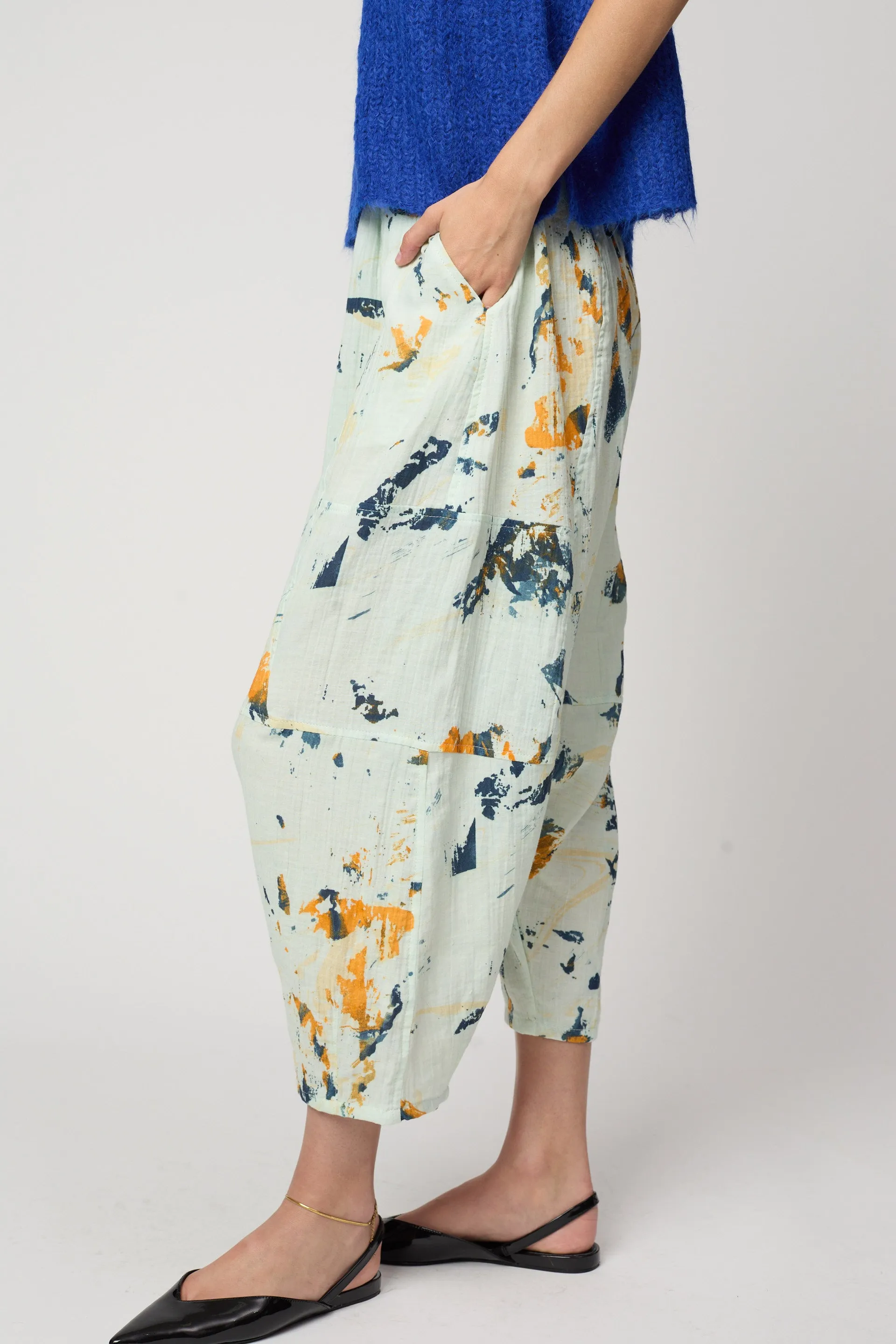 KIKO PANT IN CRINKLED COTTON, MARBLE