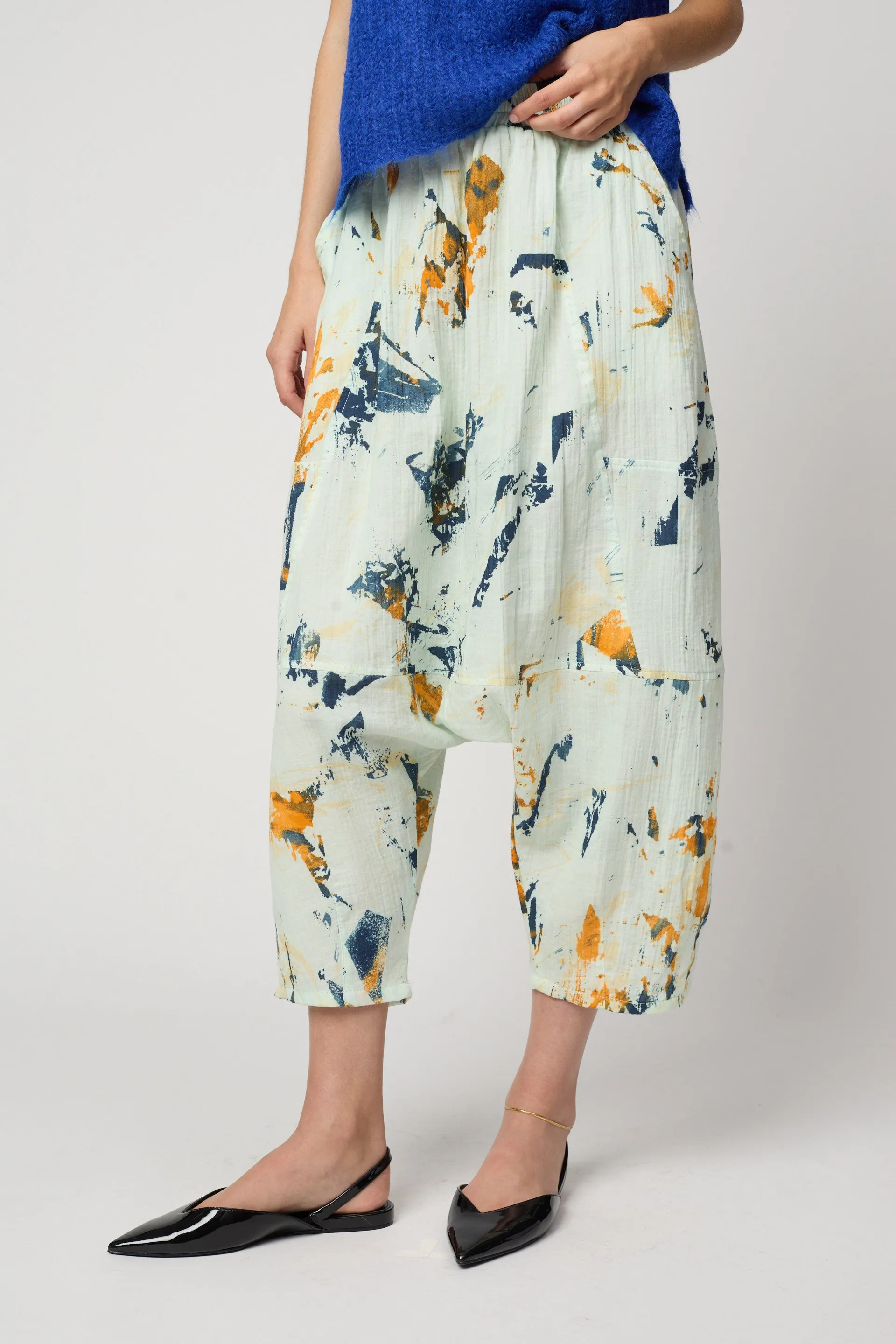 KIKO PANT IN CRINKLED COTTON, MARBLE