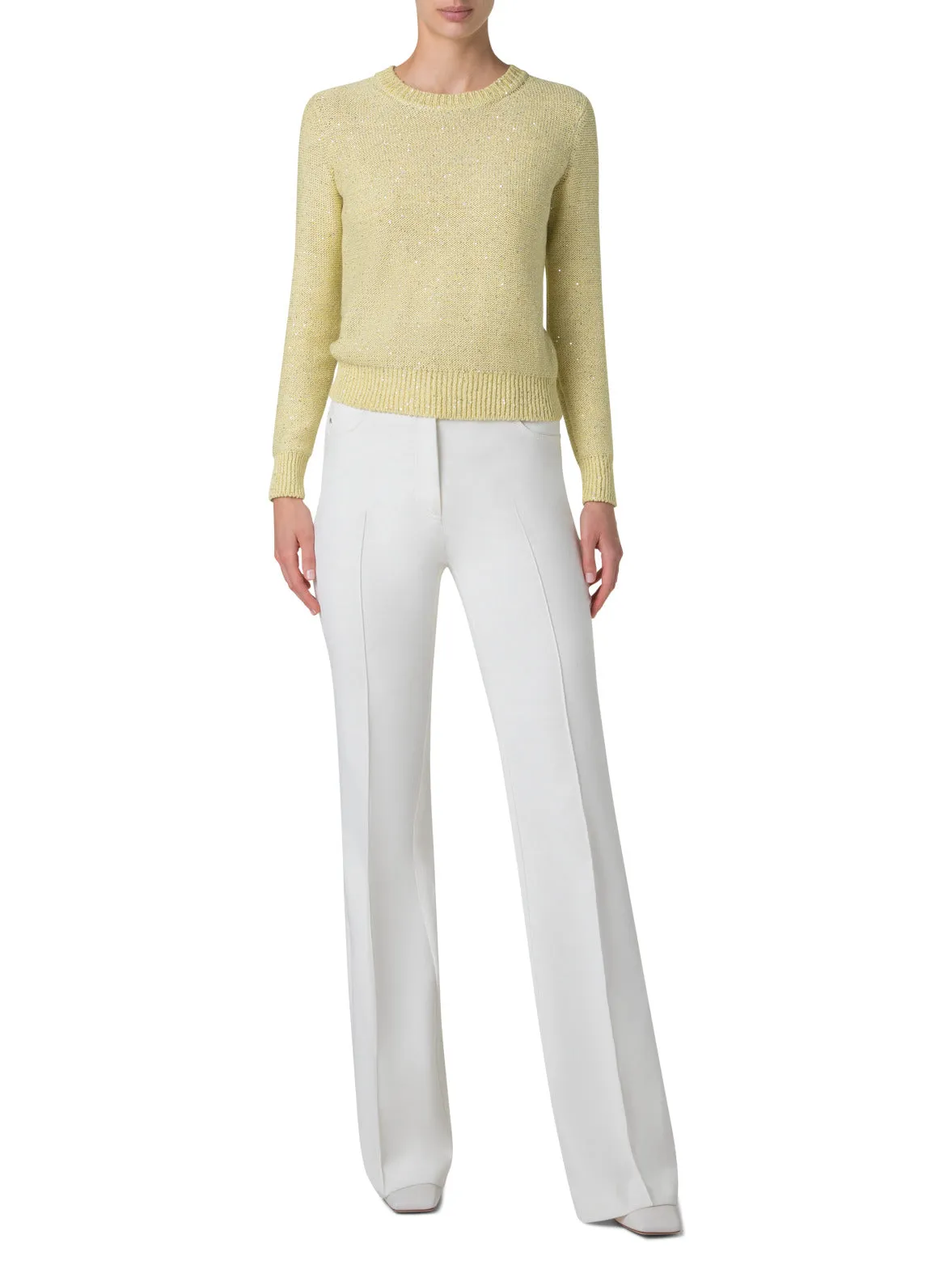Knit Sweater in Linen Cotton with Micro Sequins