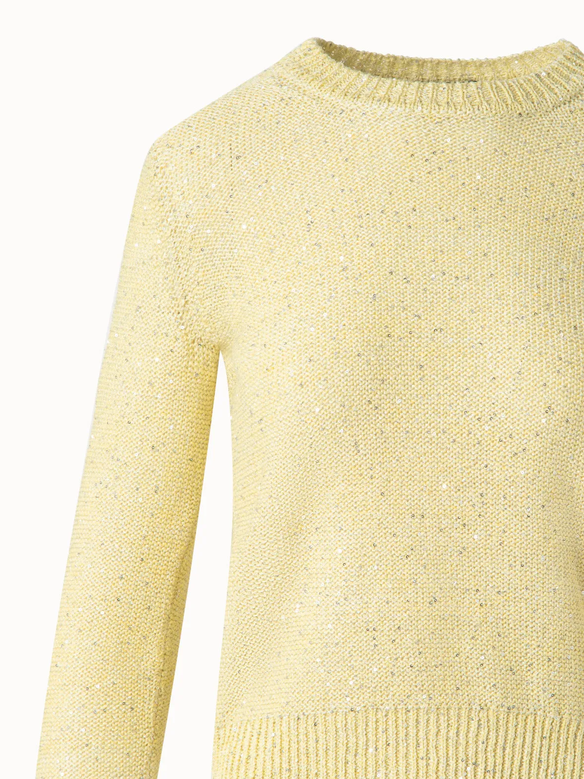 Knit Sweater in Linen Cotton with Micro Sequins