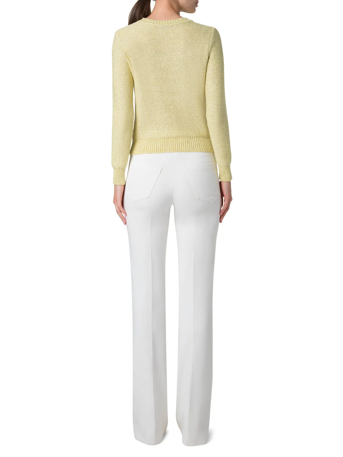 Knit Sweater in Linen Cotton with Micro Sequins