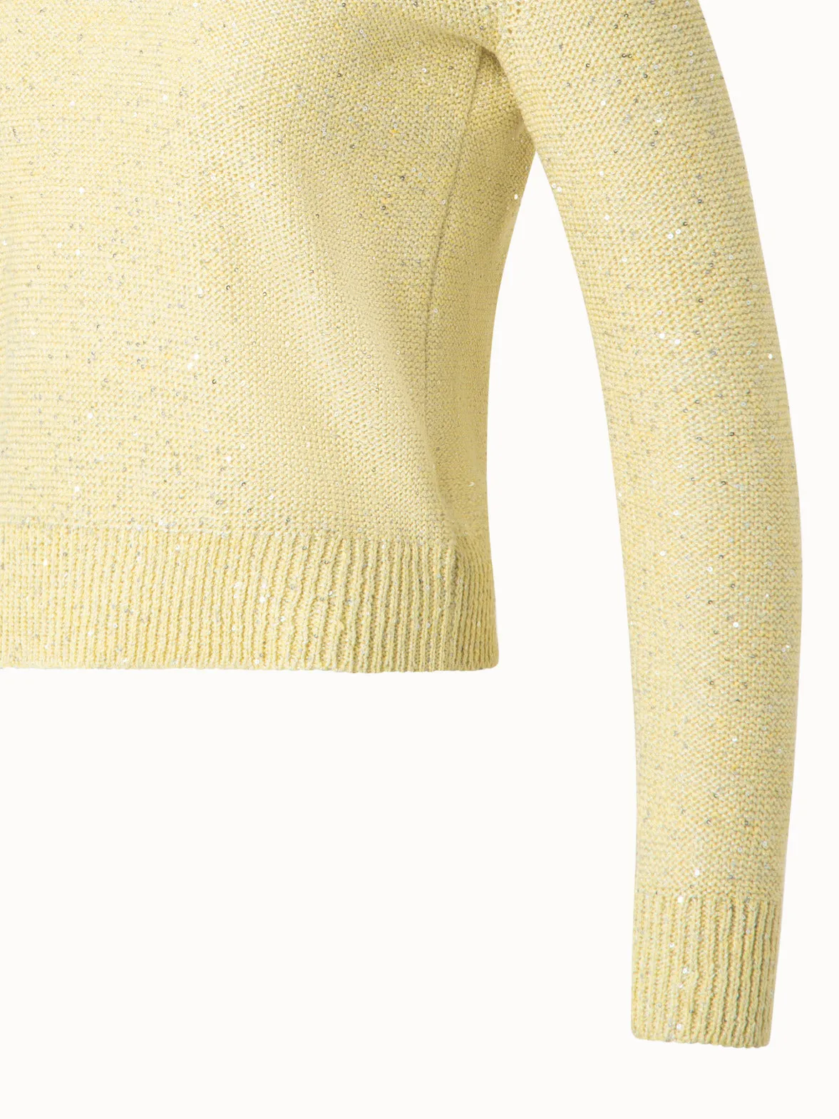 Knit Sweater in Linen Cotton with Micro Sequins