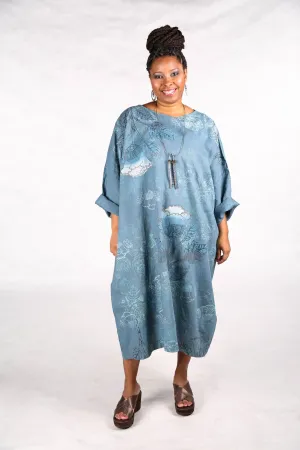 L594-44  Square Linen Dress Kingfisher-P