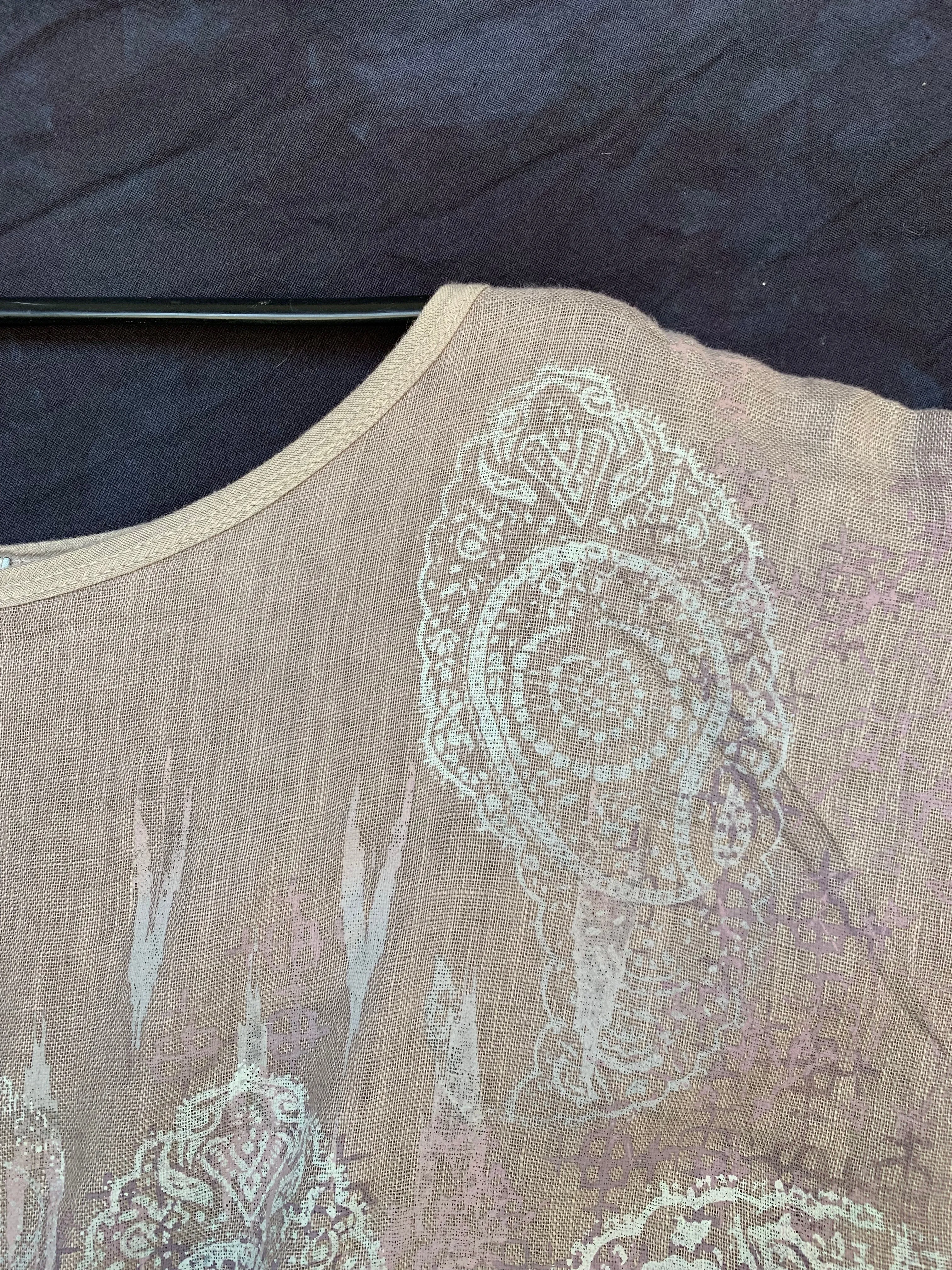 L594 Oversized Square Linen Top Dusty Mauve-P