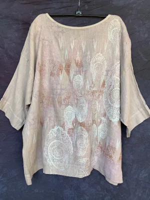 L594 Oversized Square Linen Top Dusty Mauve-P