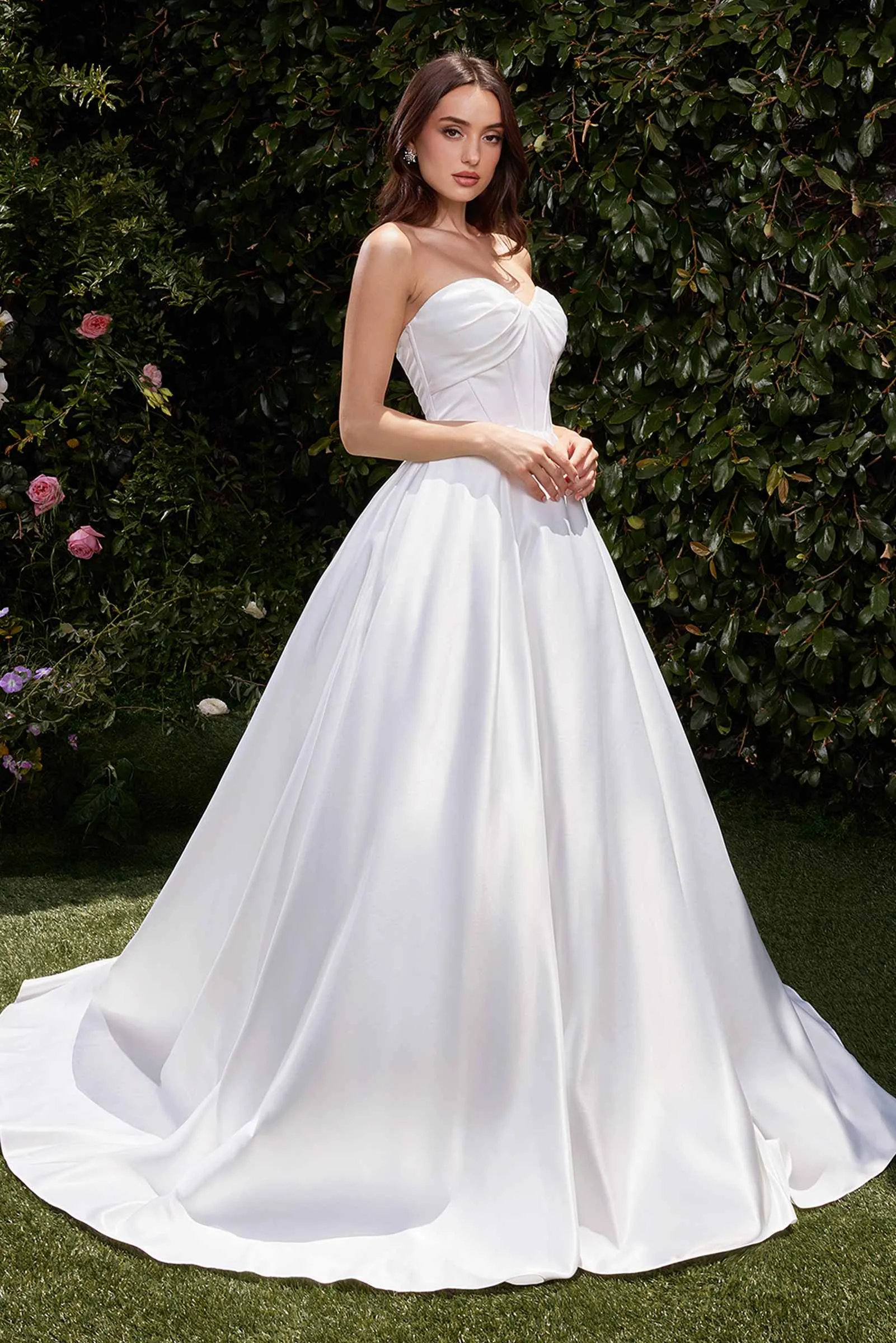 Ladivine CDS512W Dress Strapless Satin Bridal A-Line Ball Gown