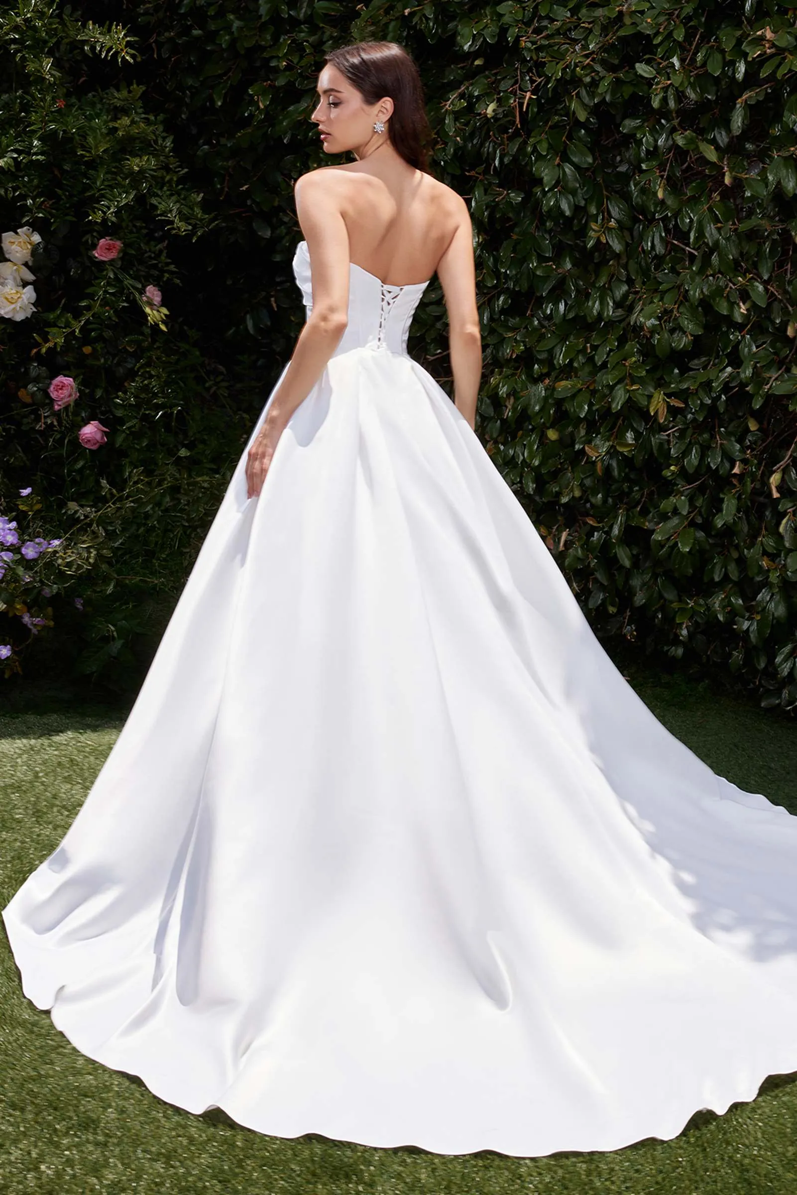 Ladivine CDS512W Dress Strapless Satin Bridal A-Line Ball Gown