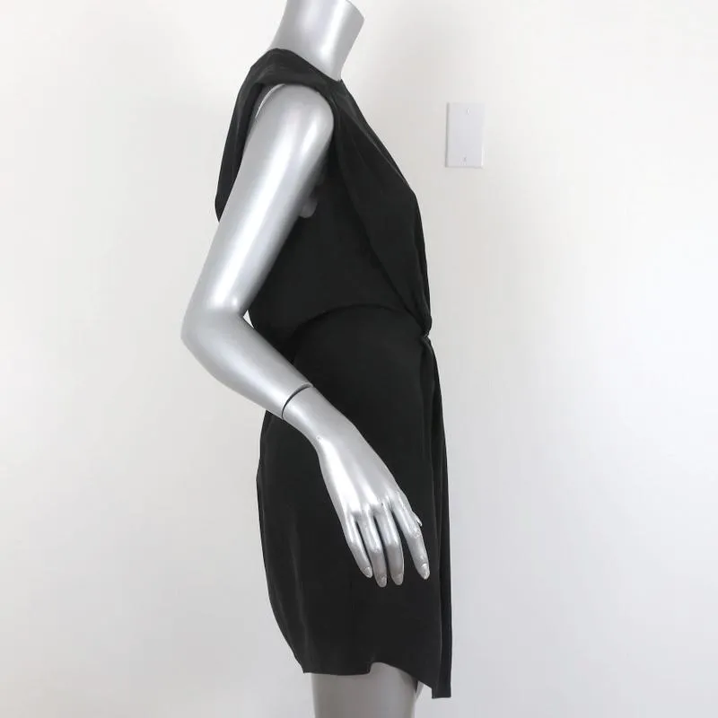 L'Agence Dress Cipriana Black Pleated Silk Size 4 Sleeveless Asymmetrical Mini