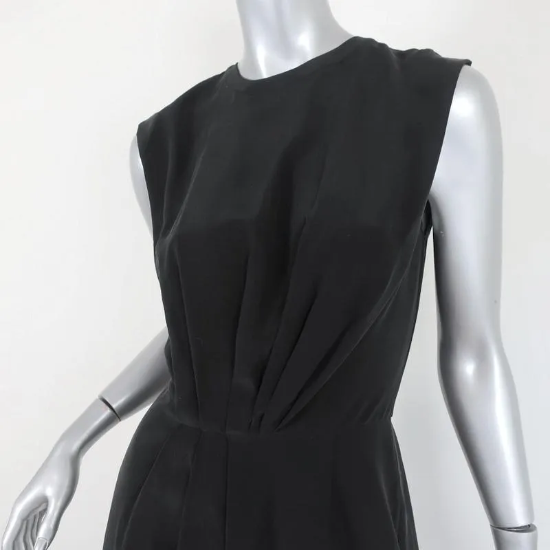 L'Agence Dress Cipriana Black Pleated Silk Size 4 Sleeveless Asymmetrical Mini