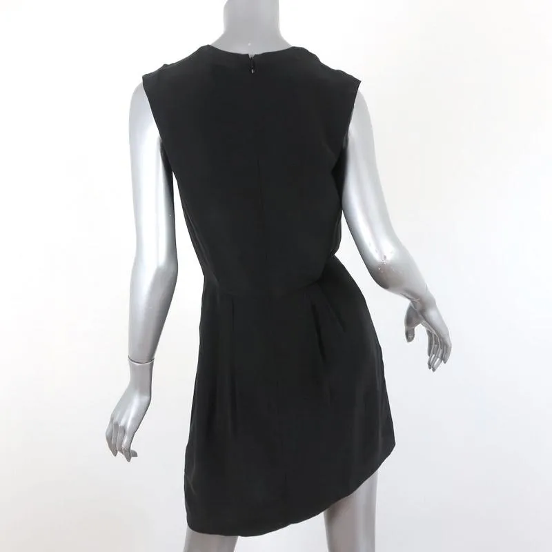 L'Agence Dress Cipriana Black Pleated Silk Size 4 Sleeveless Asymmetrical Mini