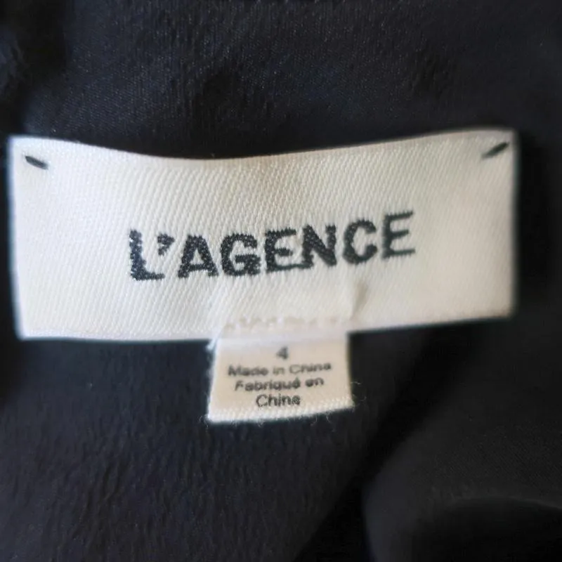 L'Agence Dress Cipriana Black Pleated Silk Size 4 Sleeveless Asymmetrical Mini