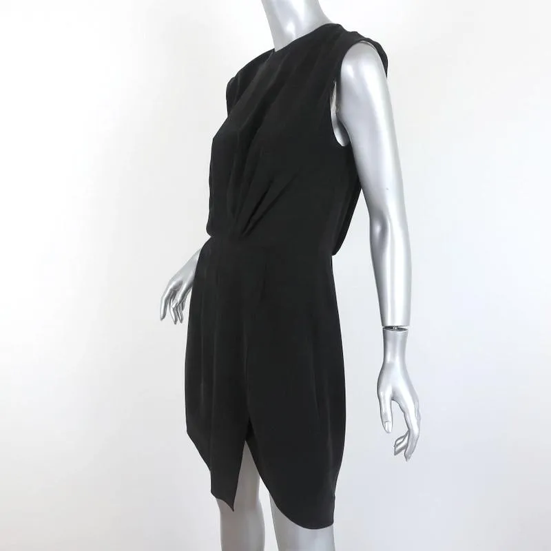 L'Agence Dress Cipriana Black Pleated Silk Size 4 Sleeveless Asymmetrical Mini