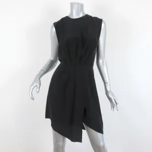 L'Agence Dress Cipriana Black Pleated Silk Size 4 Sleeveless Asymmetrical Mini