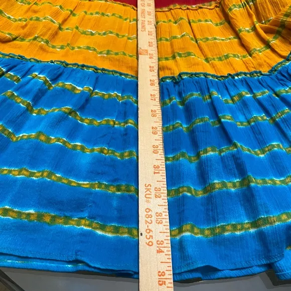 Lauren Ralph Lauren Tiered Boho stripped Maxi gypsy Skirt Size L