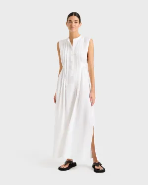Leiden Button Front Maxi Dress - White