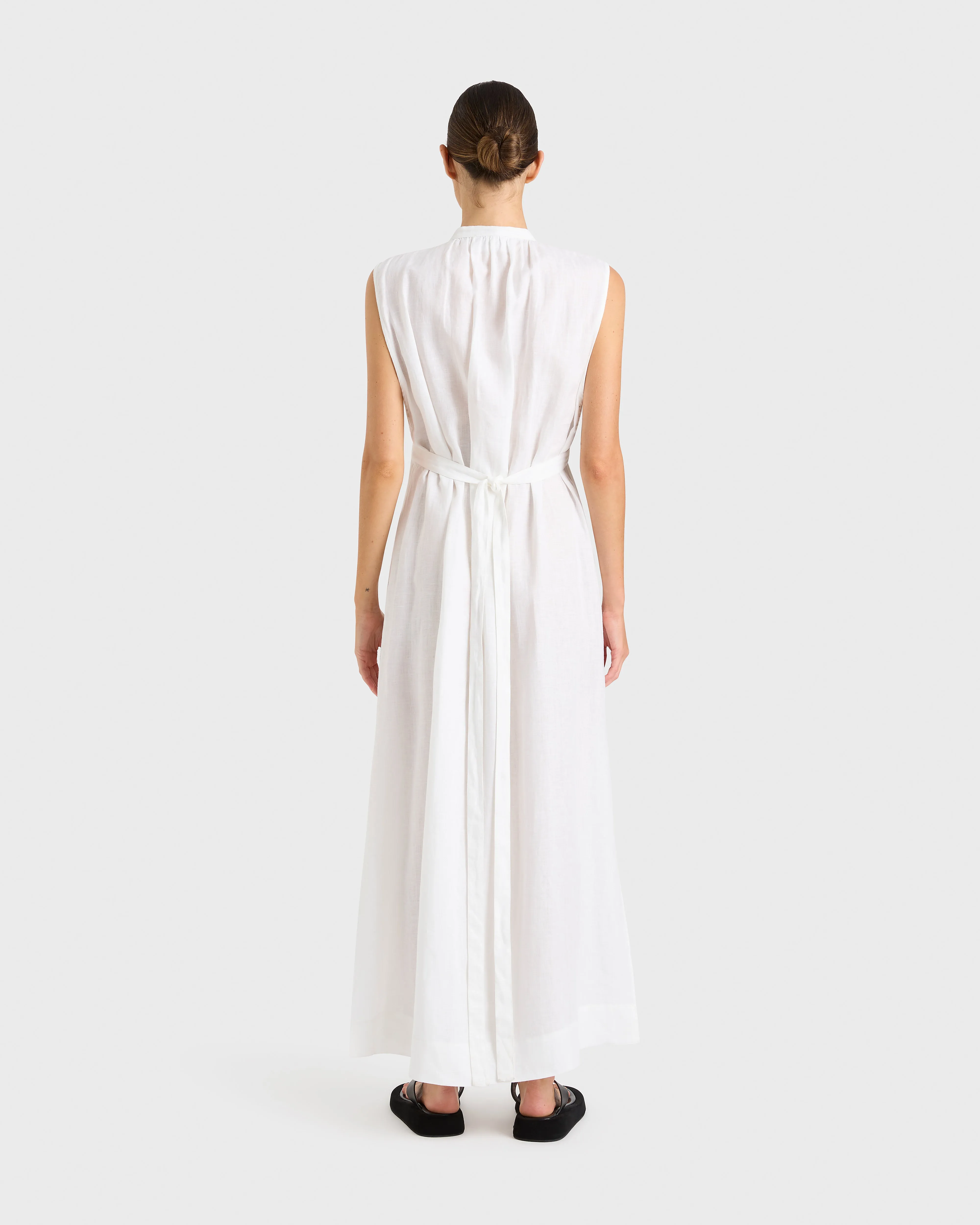 Leiden Button Front Maxi Dress - White