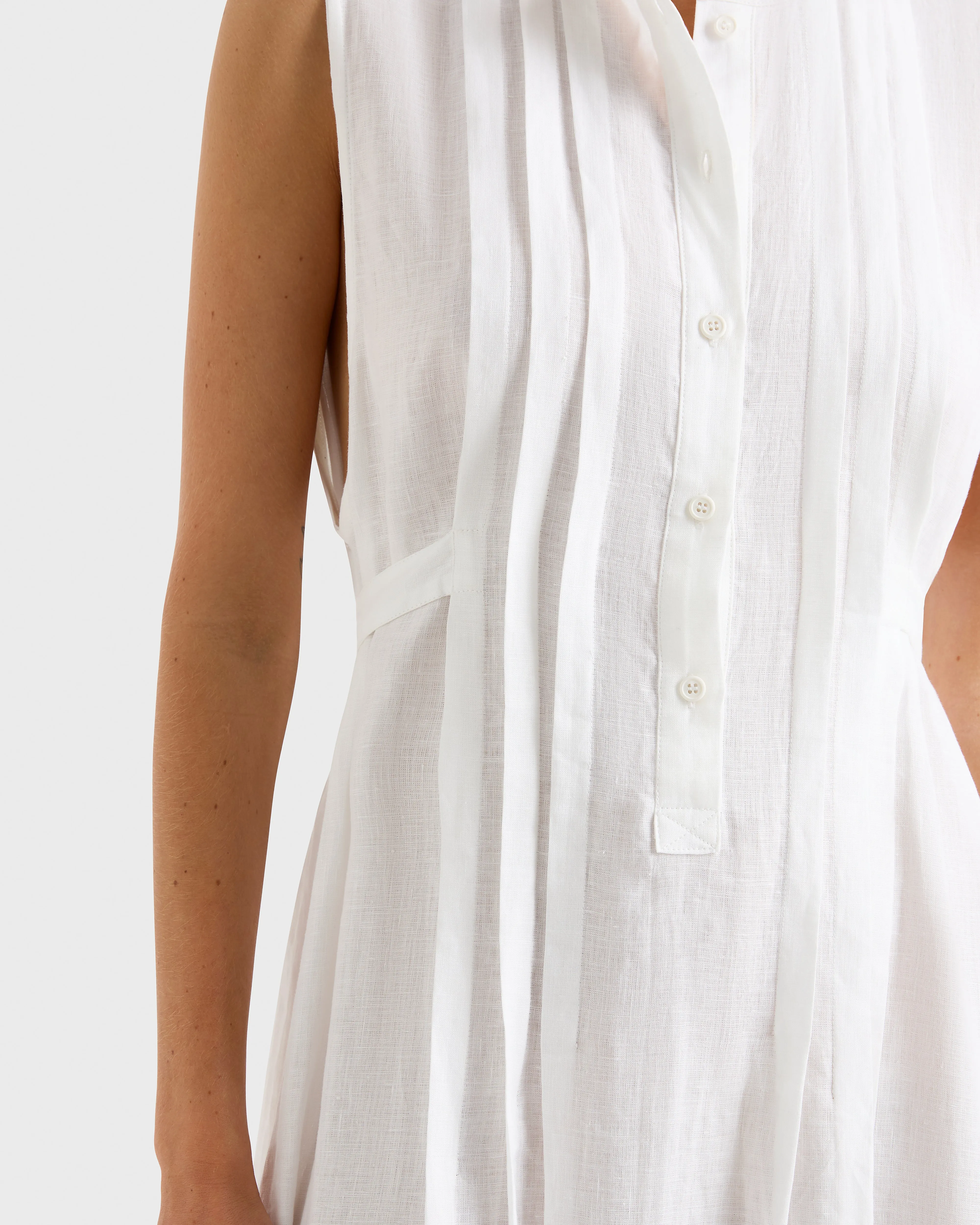 Leiden Button Front Maxi Dress - White