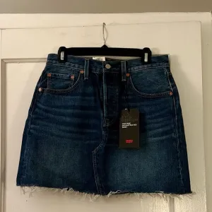 Levi's high-rise deconstructed denim mini skirt. Button fly. Size 30. New.