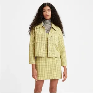 Levi’s Premium Shrunken Chore Coat Green Gingham Size XS Janey Check Split Pea