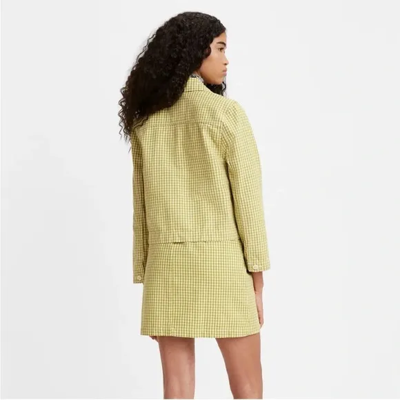 Levi’s Premium Shrunken Chore Coat Green Gingham Size XS Janey Check Split Pea