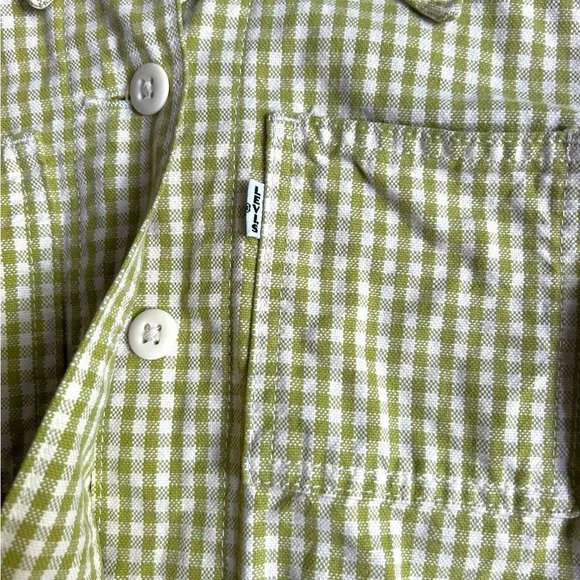 Levi’s Premium Shrunken Chore Coat Green Gingham Size XS Janey Check Split Pea