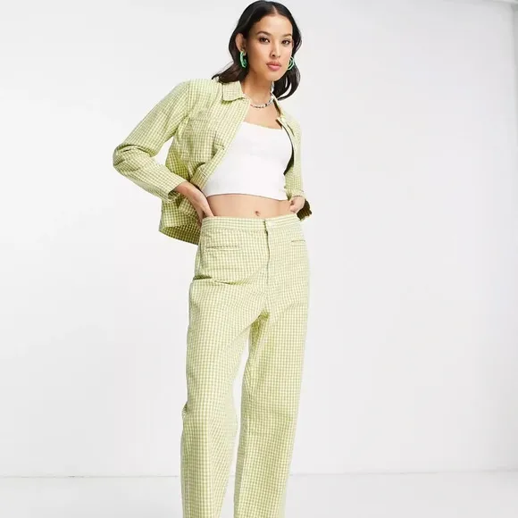 Levi’s Premium Shrunken Chore Coat Green Gingham Size XS Janey Check Split Pea