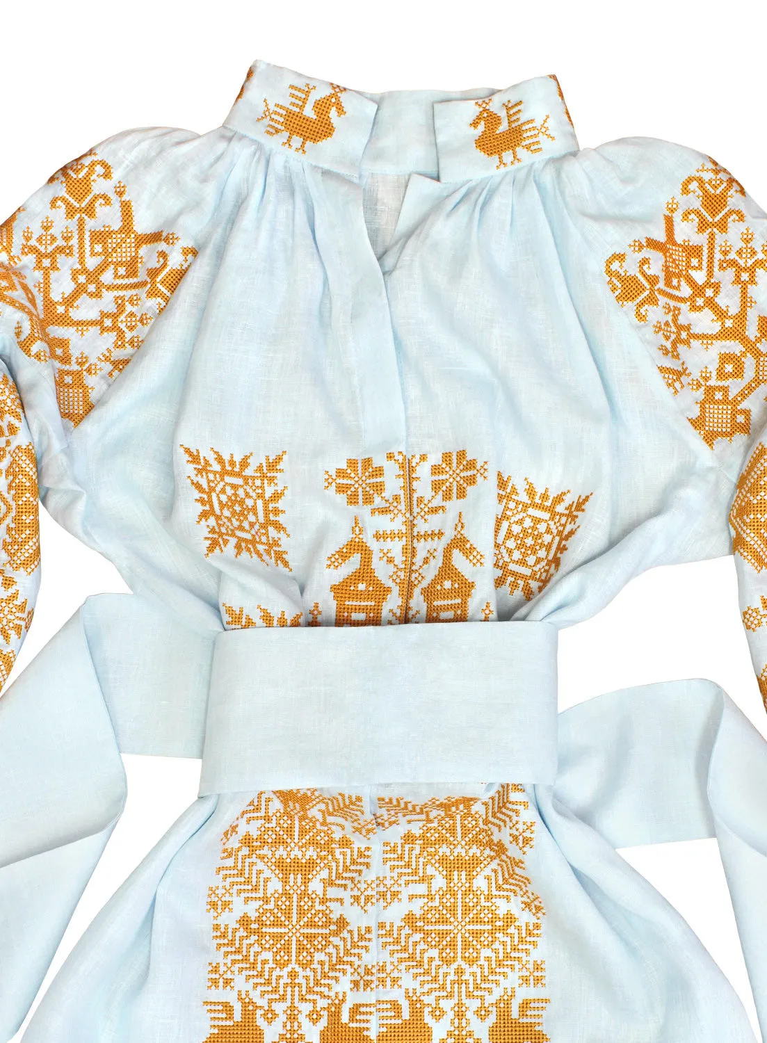 Light blue Kaftan with embroidery