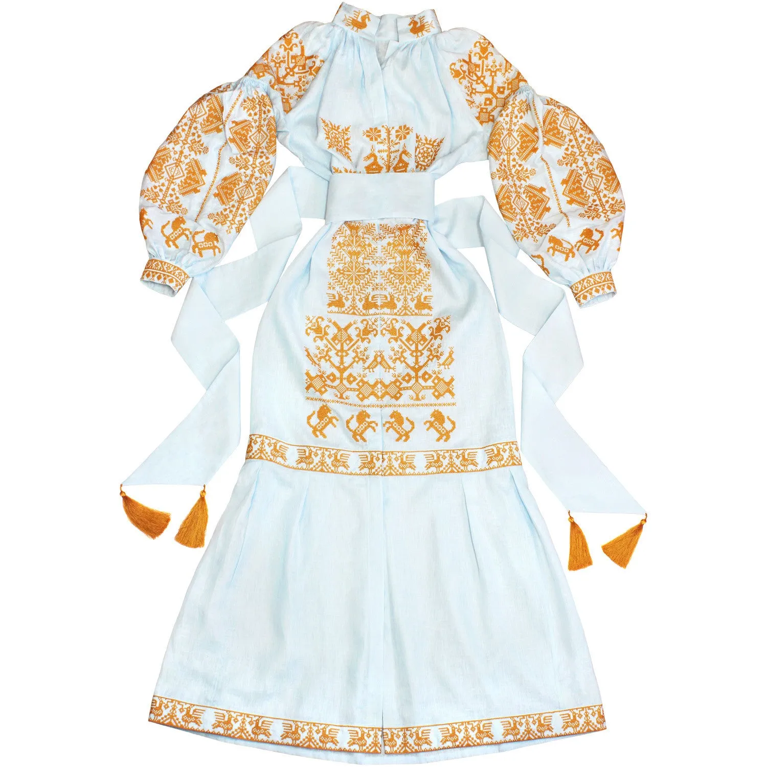 Light blue Kaftan with embroidery