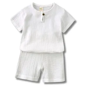 Linen Short Set - White