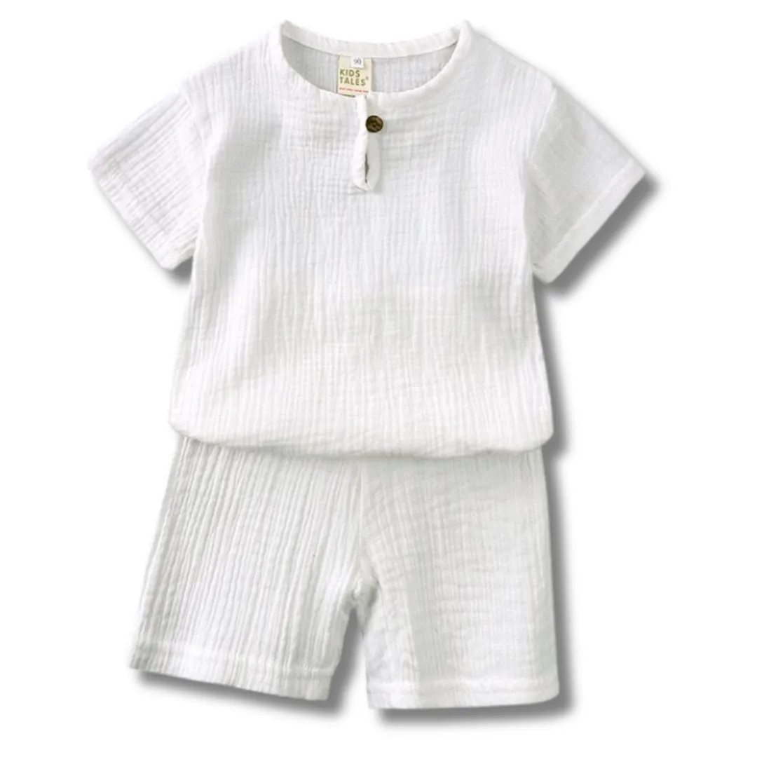 Linen Short Set - White