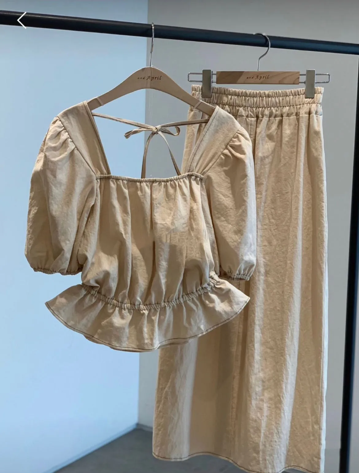 Linen Square neck Blouse   Skirt Set up