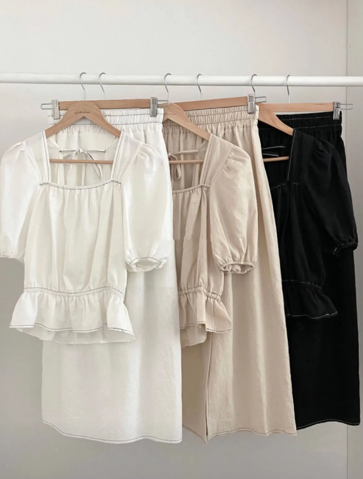Linen Square neck Blouse   Skirt Set up