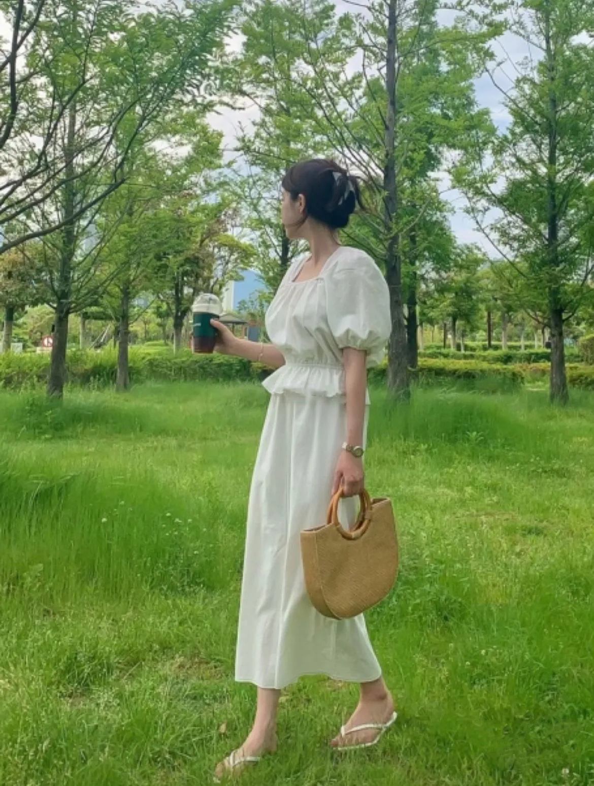 Linen Square neck Blouse   Skirt Set up