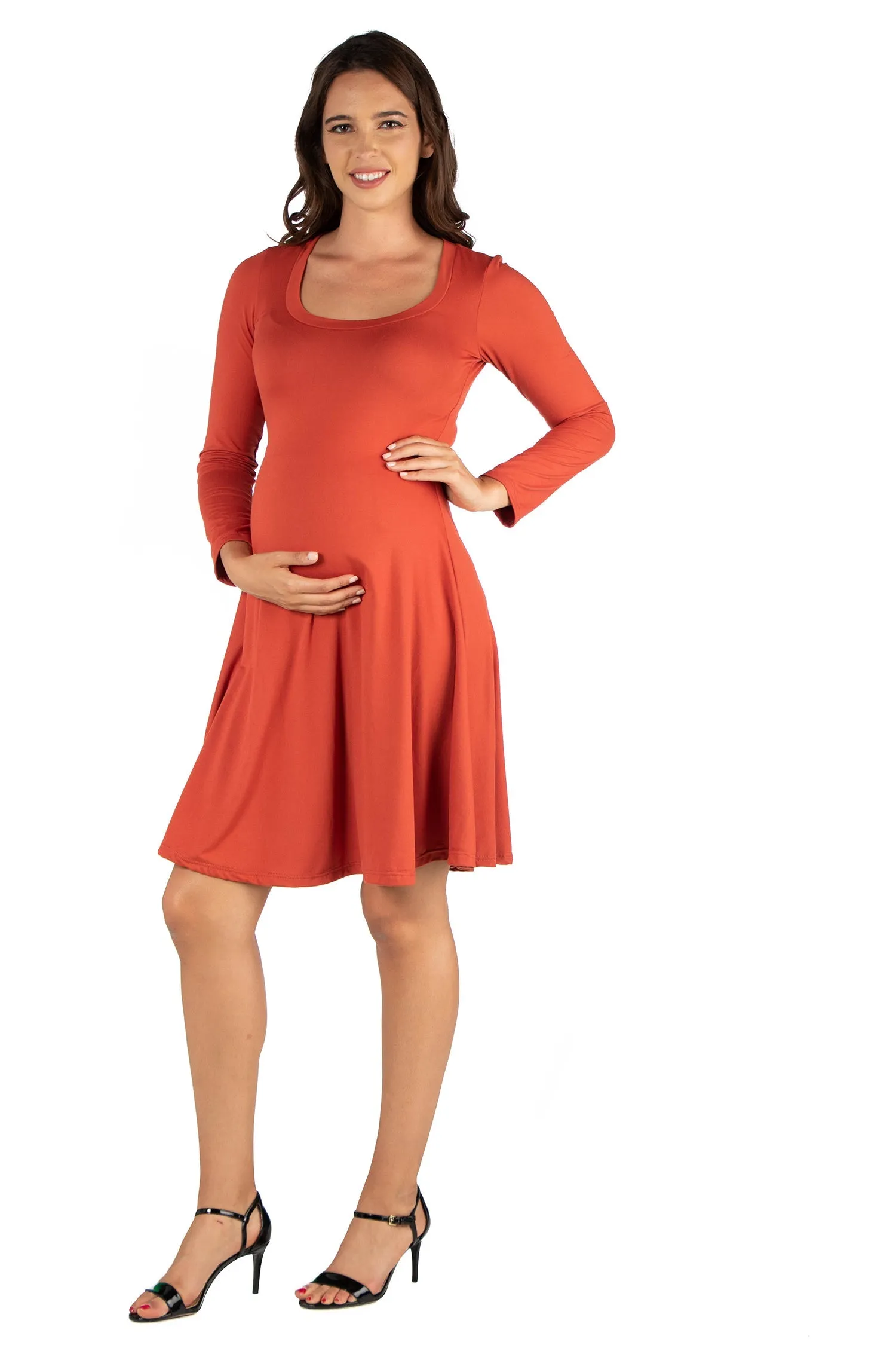 Long Sleeve Flared Maternity Mini Dress