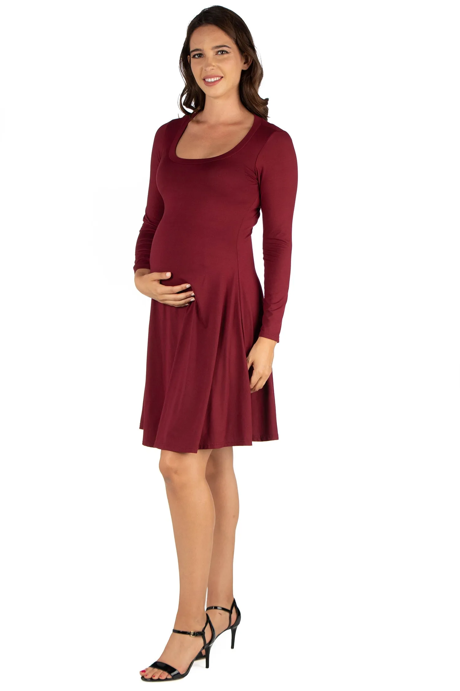 Long Sleeve Flared Maternity Mini Dress