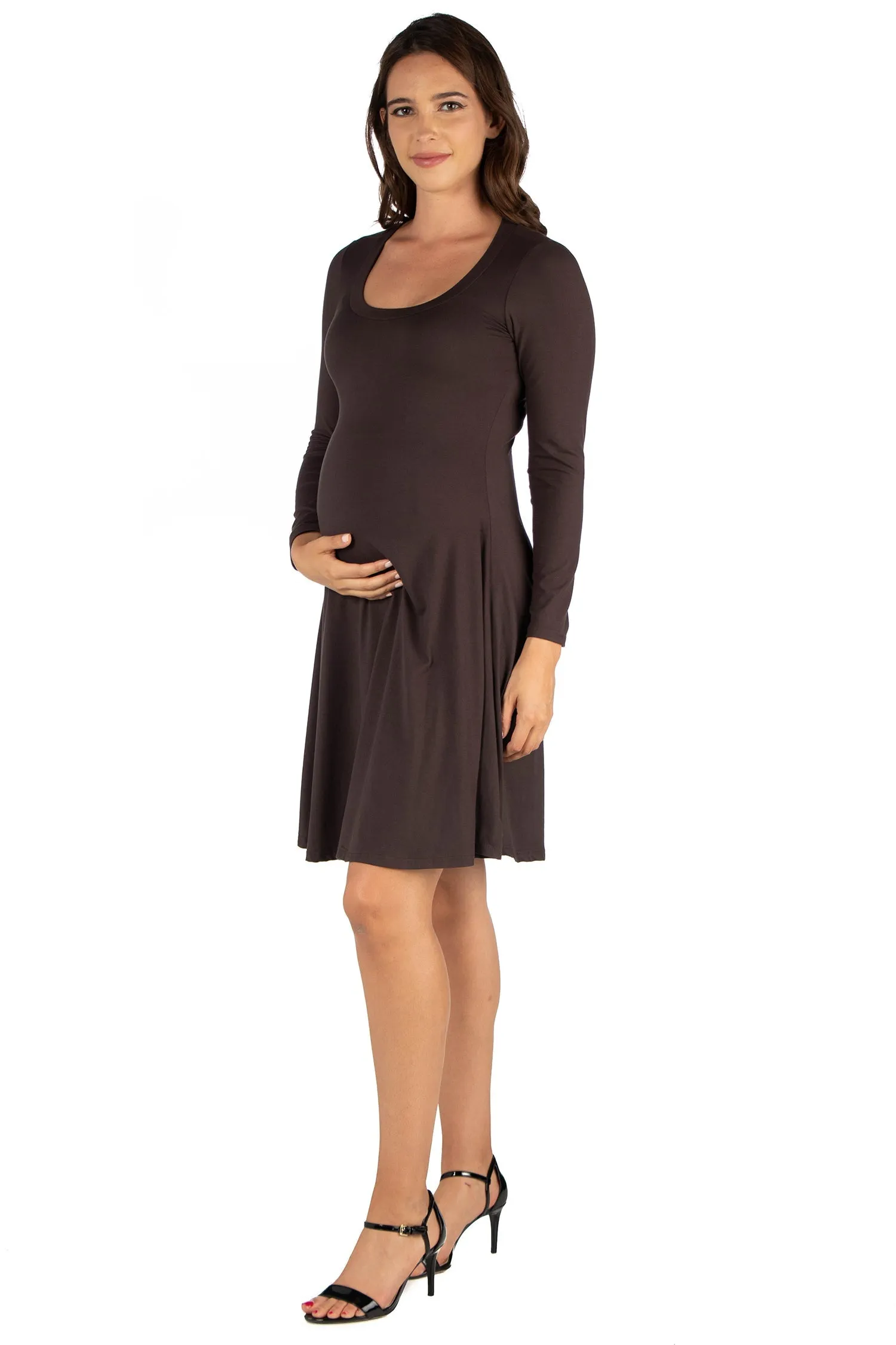Long Sleeve Flared Maternity Mini Dress